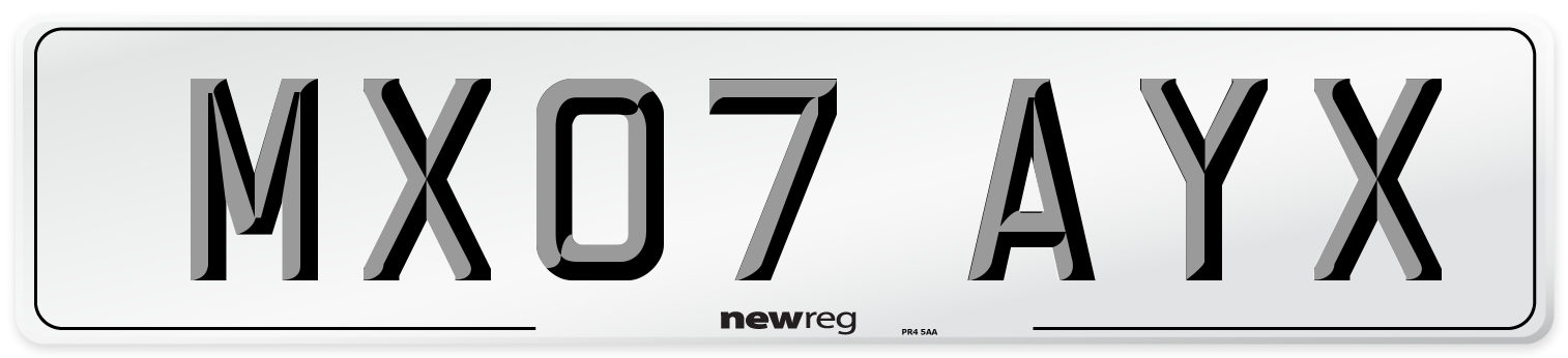 MX07 AYX Number Plate from New Reg